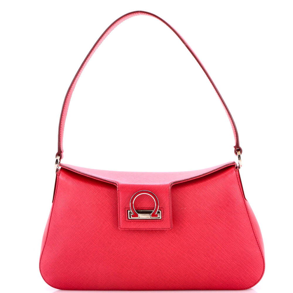 Salvatore Ferragamo East West Trifolio Shoulder Bag Leather